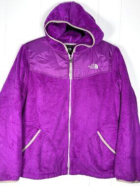 North Face Osito Purple Fleece Hooded Fuzzy Full Zip Jacket Youth Girls XL 18